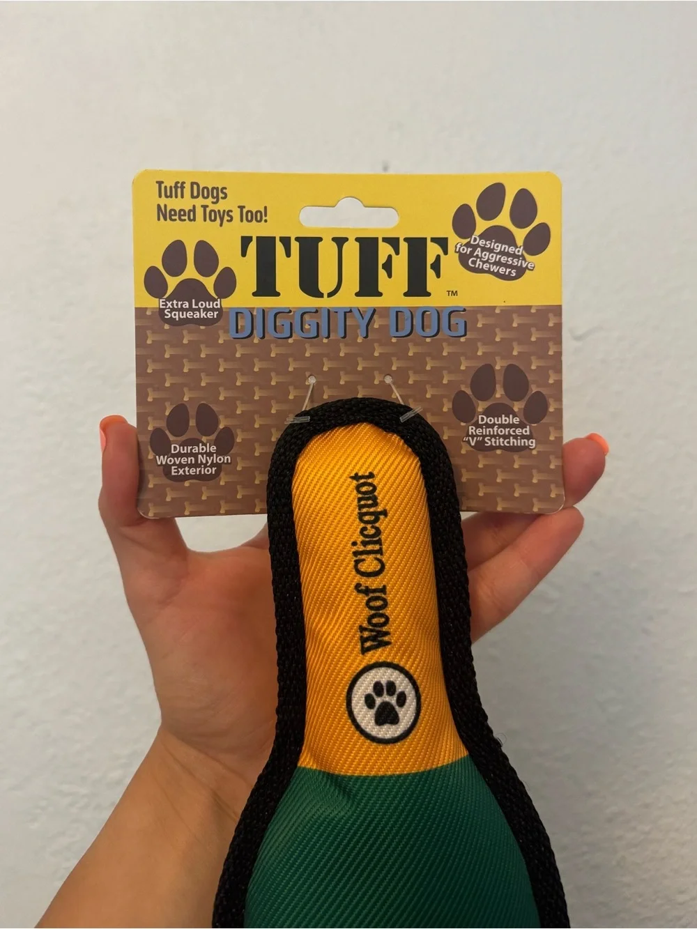 Haute Diggity Dog “Woof Clicquot Rosé” Champagne Dog Toy